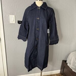 Old Navy Long Denim Barn Coat, Dark Wash, M Petite 790480